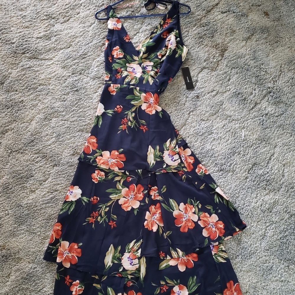 Never worn floral wrap maxi dress